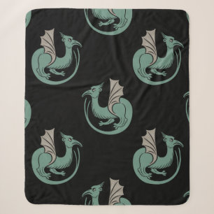 Seamless vintage animal pattern with winged mediev sherpa blanket