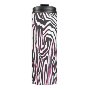 Seamless vintage black, white and pink outline wav thermal tumbler