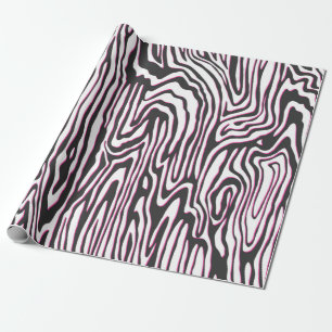Seamless vintage black, white and pink outline wav wrapping paper
