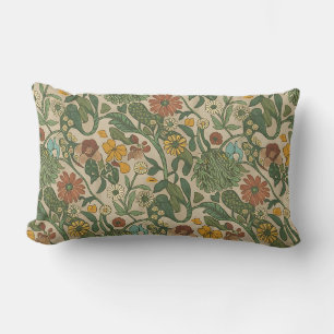 Seamless vintage botanical pattern  lumbar cushion
