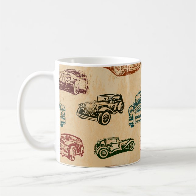 Seamless vintage car background. coffee mug (Left)