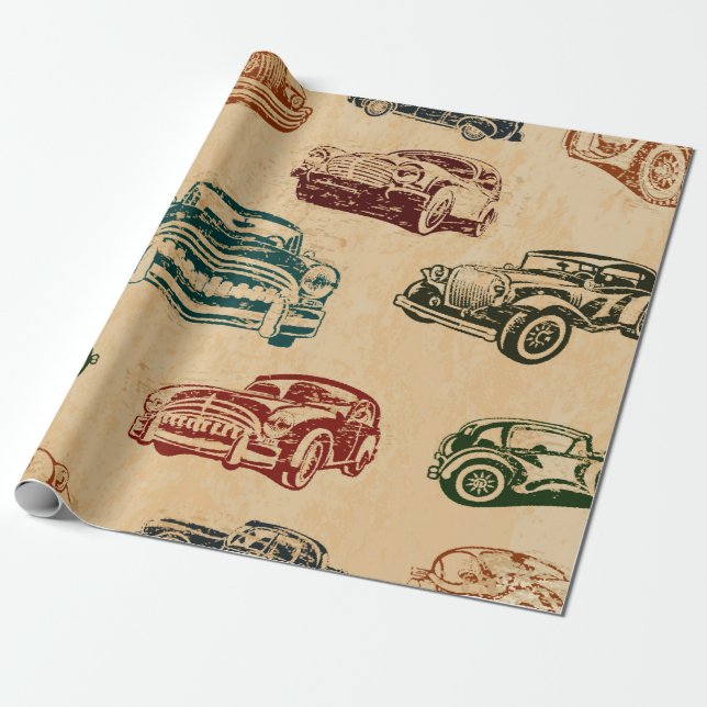 Seamless vintage car background. wrapping paper (Unrolled)