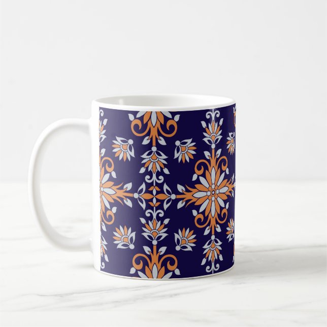 Seamless vintage floral pattern coffee mug (Left)