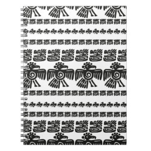 Seamless vintage maya pattern. Black and white eth Notebook