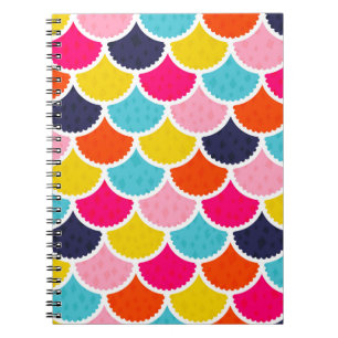 Seamless vintage mermaid pattern as colourful fish notebook