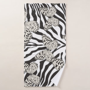 Seamless vintage multicolor butterflies pattern. B Bath Towel