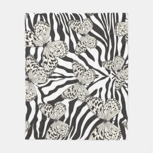 Seamless vintage multicolor butterflies pattern. B Fleece Blanket