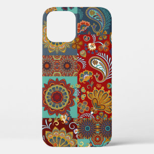 Seamless vintage patchwork tile with paisley and m iPhone 12 case