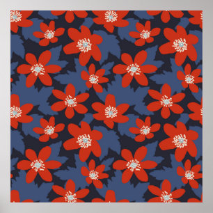 Seamless vintage pattern in Scandinavian style wit Poster