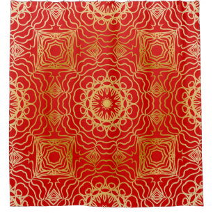 Seamless vintage pattern with abstract floral and shower curtain