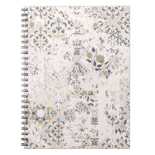 Seamless vintage pattern with an effect of attriti notebook