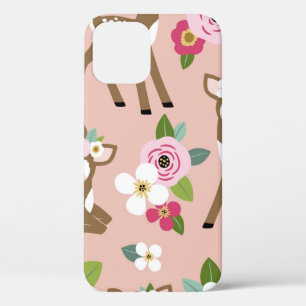 Seamless vintage pattern with cute vintage fawn on iPhone 12 case