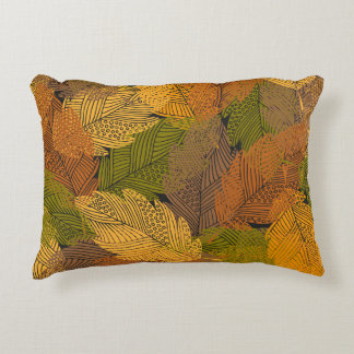 seamless vintage pattern with leaves in yellow col decorative cushion