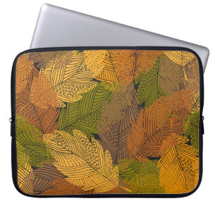seamless vintage pattern with leaves in yellow col laptop sleeve