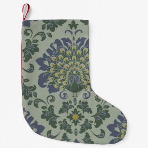 Seamless vintage pattern with romantic bird on blu small christmas stocking