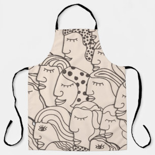 Seamless Vintage pattern with women faces Apron