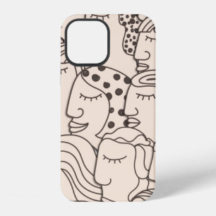 Seamless Vintage pattern with women faces iPhone 12 Case