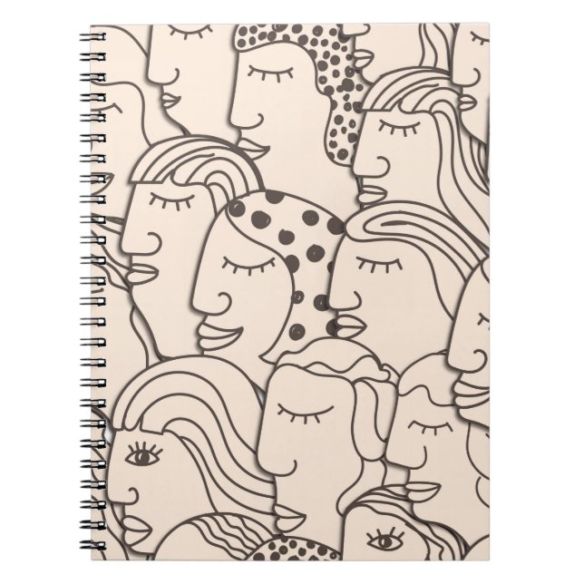 Seamless Vintage pattern with women faces Notebook (Front)