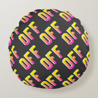 Seamless vintage pixel off signs pattern. Outline  Round Cushion