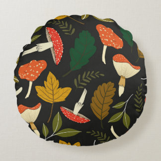 seamless vintage repeat pattern with various illus round cushion