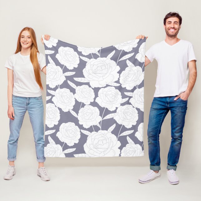 Seamless Vintage Rose Fleece Blanket (In Situ)