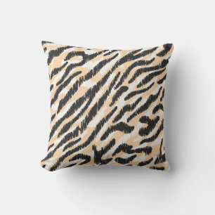 Seamless vintage scribble zebra leopard fur patter cushion