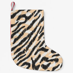 Seamless vintage scribble zebra leopard fur patter small christmas stocking