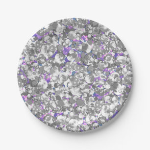 Seamless violet purple silver glittery sparkles gl paper plate
