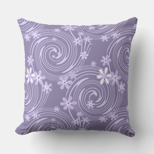 Seamless violet swirl lavander colour flowers flor cushion (Front)