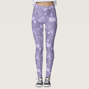 Seamless violet swirl lavander colour flowers flor leggings