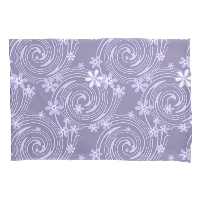 Seamless violet swirl lavander colour flowers flor pillowcase (Front)