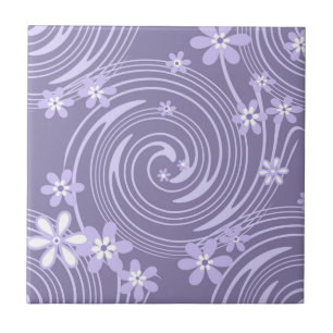 Seamless violet swirl lavander colour flowers tile