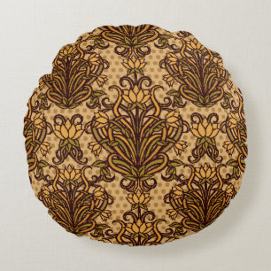 Seamless wallpaper in art nouveau style, Vintage i Round Cushion
