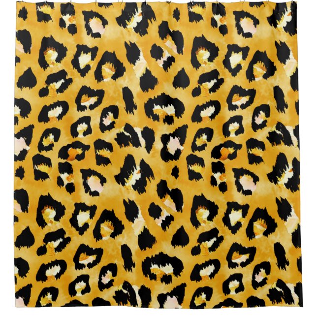 Seamless watercolor animal print pattern shower curtain (Front)