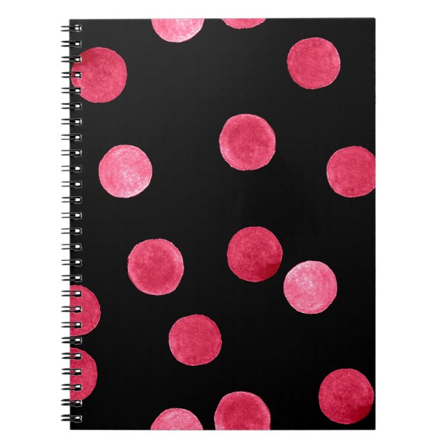 Seamless watercolor circles pattern black backgrou notebook (Front)