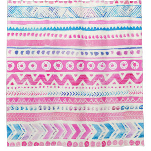 Seamless Watercolor Ethnic Tribal Ornamental Patte Shower Curtain