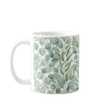 Seamless Watercolor Eucalyptus Leaves Mug Wrap