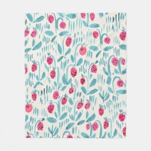 Seamless watercolor floral pattern on paper textur fleece blanket