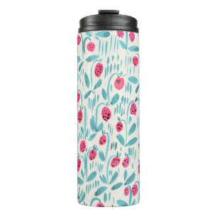Seamless watercolor floral pattern on paper textur thermal tumbler