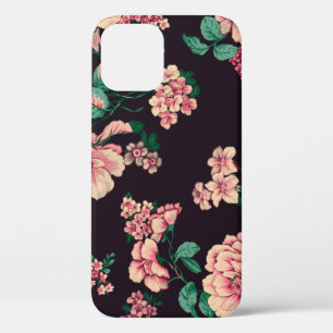 seamless watercolor flower design with digital tex iPhone 12 case