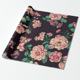 seamless watercolor flower design with digital tex wrapping paper