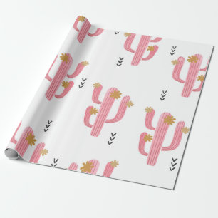 Seamless watercolor flowering cactus pattern. Vint Wrapping Paper