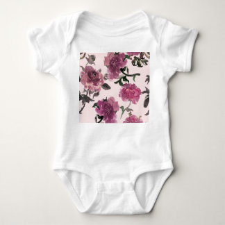 Seamless Watercolor Flowers Illustration Pattern Baby Bodysuit