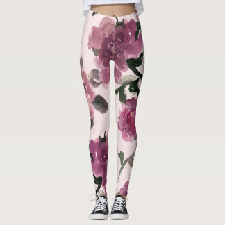 Seamless Watercolor Flowers Illustration Pattern Leggings