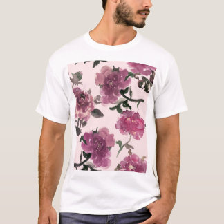 Seamless Watercolor Flowers Illustration Pattern T-Shirt