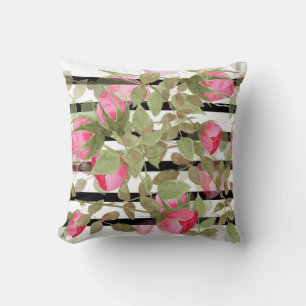 Seamless watercolor flowers pink roses floral roma cushion