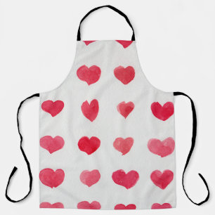 Seamless watercolor hearts: romantic pattern desig apron