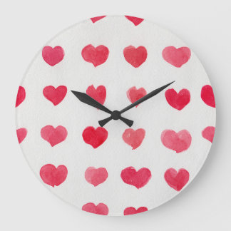 Seamless watercolor hearts: romantic pattern desig large clock