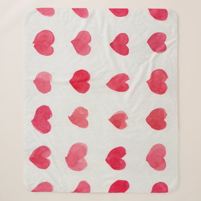 Seamless watercolor hearts: romantic pattern desig sherpa blanket (Front)
