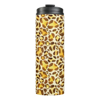 Seamless watercolor leopard pattern thermal tumbler